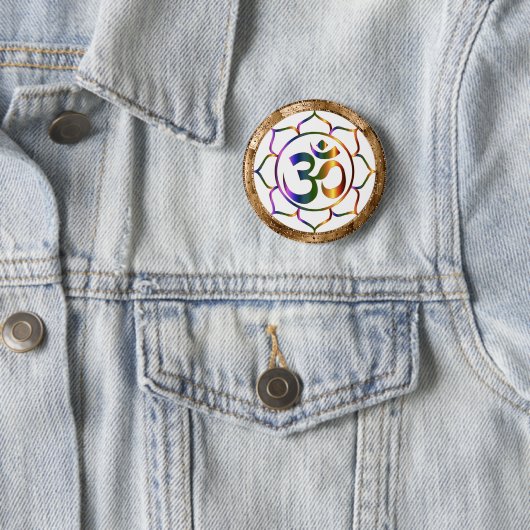 Namaste Om (Om) & Lotus mit Goldbronze-Grenze Button (Beispiel)