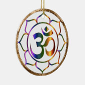 Namaste Om (Om) & Lotus mit Goldbronze-Grenze Keramikornament (Rechts)