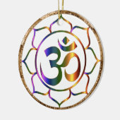 Namaste Om (Om) & Lotus mit Goldbronze-Grenze Keramikornament (Links)