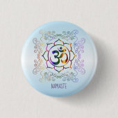 Namaste Om (Om) Lotus Prismatisch Ornamental Button (Vorderseite)
