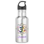 Namaste Om Om & Lotus Prismatischer Regenbogen Edelstahlflasche (Vorderseite)