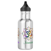 Namaste Om Om & Lotus Prismatischer Regenbogen Edelstahlflasche (Rechts)