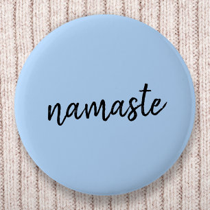 Namasté   Pastel Blue Yoga Spirituelle Salutation Button