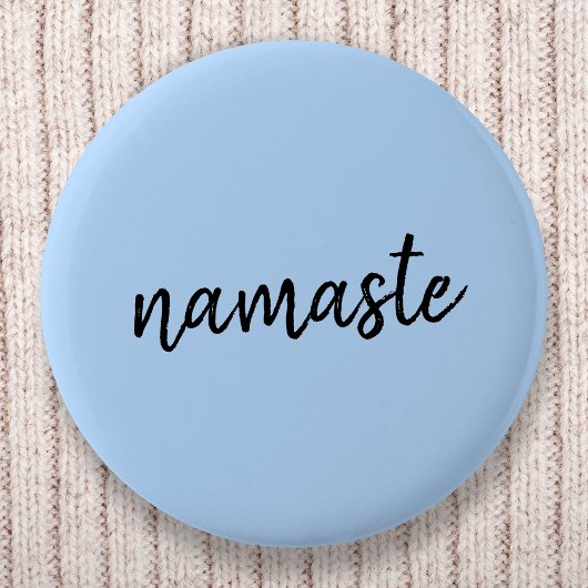 Namasté | Pastel Blue Yoga Spirituelle Salutation Button