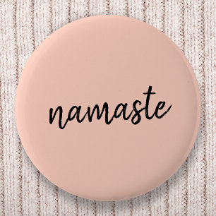 Namaste Peachy Pink Modern Yoga Meditation Button