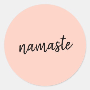 Namaste Peachy Pink Modern Yoga Meditation Runder Aufkleber