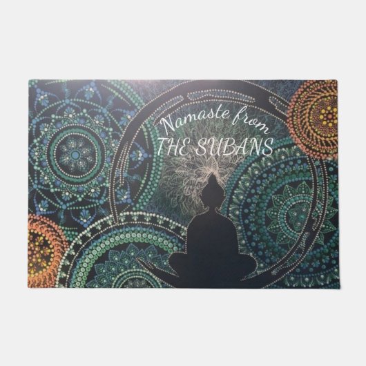 NAMASTE Personalisiert Buddha Dot Mandala Doormat Fußmatte (Vorderseite)