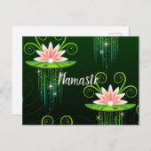Namaste Pink Lilies & Green Pads Sparklingstars Postkarte (Vorne/Hinten)
