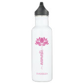 Namaste Pink Lotus Blume Moderner Personalisierter Edelstahlflasche (Rechts)