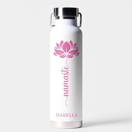 Namaste Pink Lotus Blume Moderner Personalisierter Trinkflasche (Vorne)