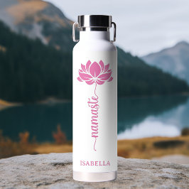 Namaste Pink Lotus Blume Moderner Personalisierter Trinkflasche