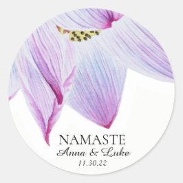 *~* Namaste Pink Magenta & Blue Lotus Runder Aufkleber