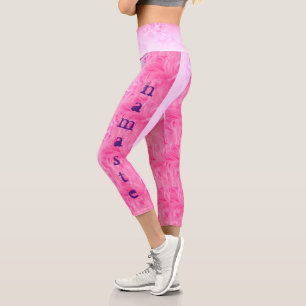 Namaste Print Hot Pink Lila Modern Simple Yoga Capri Leggings