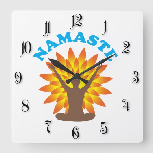 Namaste Quadratische Wanduhr (Vorderseite)