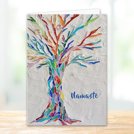 Namaste Rainbow Colors Tree of Life Karte