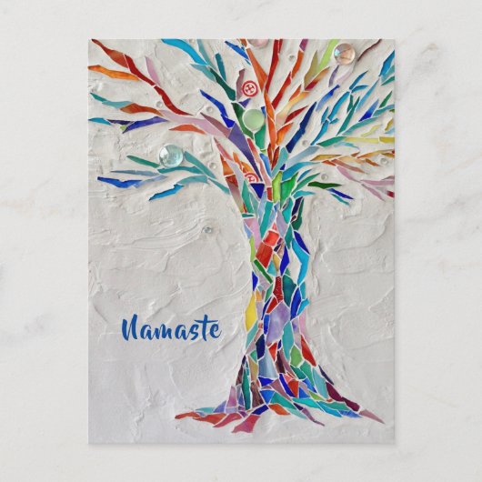 Namaste Rainbow Colors Tree of Life Postkarte (Vorderseite)