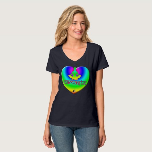 Namaste Rainbow Intentions Herz T - Shirt (Vorderseite Vollansicht)