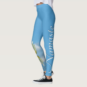 Namaste Reflection Lotus Blume Sky Blue Yoga Leggings