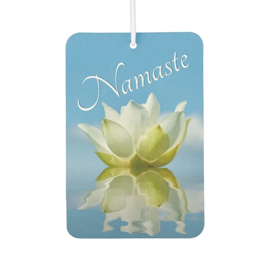 Namaste reflektiert die White Lotus Blume auf Sky Autolufterfrischer (Vorderseite)