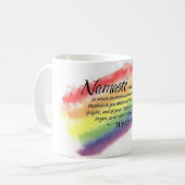 Namaste Regenbogen Kaffeetasse (Vorderseite Links)