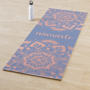 Namaste Rose Gold Mandala Blume Blau Yogamatte