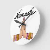 Namaste' Runde Wanduhr (Winkel)