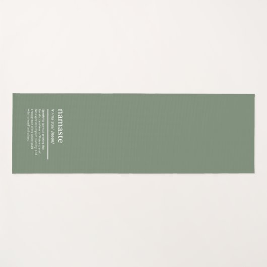 Namaste Sage Green Simple Modern Minimalistisch Yogamatte (Vorderseite (Horizontal))