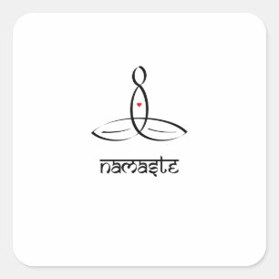 Namaste - Schwarzer Sanskrit-Stil Quadratischer Aufkleber