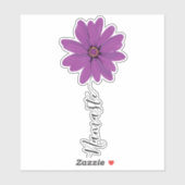 Namaste Script Lila Blume Stem Aufkleber (Blatt)
