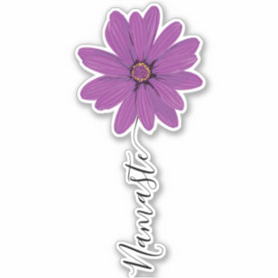Namaste Script Lila Blume Stem Aufkleber