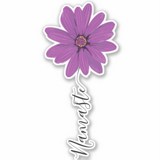 Namaste Script Lila Blume Stem Aufkleber (Vorderseite)
