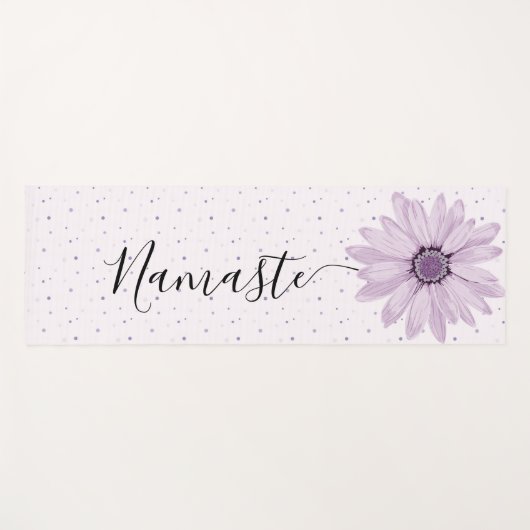 Namaste Script Lilac Blume Stem & Dots Yoga Mat Yogamatte (Vorderseite (Horizontal))