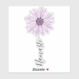 Namaste Script Lilac Daisy Blume Stem Aufkleber