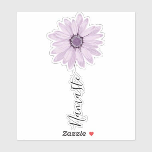 Namaste Script Lilac Daisy Blume Stem Aufkleber (Blatt)