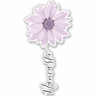 Namaste Script Lilac Daisy Blume Stem Aufkleber