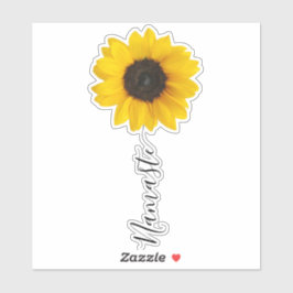 Namaste Script Sunflower Stem Aufkleber