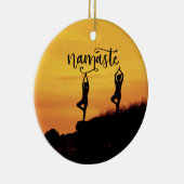 Namaste Silhouette Spirituelle Medizin Yoga Keramik Ornament (Rechts)