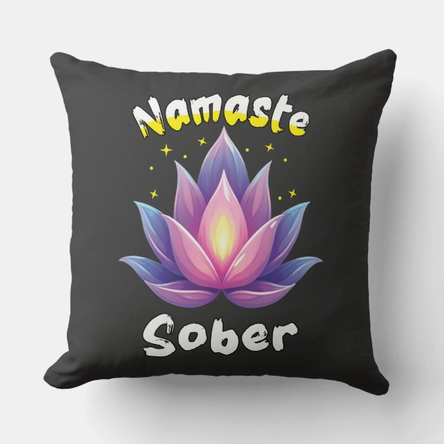 Namaste Sober mit Lotus-Blume Kissen (Vorderseite)