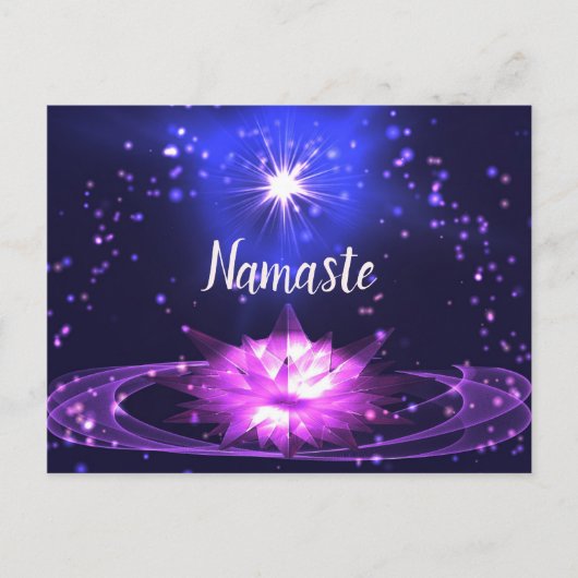 Namaste Spirituelle Lila Crystal Lotus Stars Postkarte (Vorderseite)