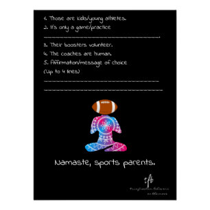 Namaste, Sport-Eltern Neon-Rot und Blau Football Poster