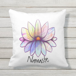Namaste, Spritzer pastel lotus Blume weiß Kissen
