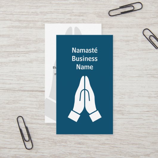 Namasté stellt Logo-Visitenkartenvorlage zusammen Visitenkarte (Vorderseite/Rückseite Beispiel)