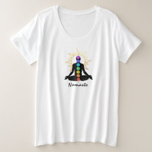 *~* Namaste Sun Universe Man Meditate Lotus Pose Große Größe T-Shirt
