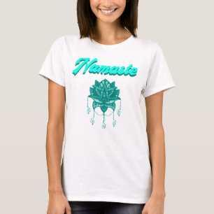 Namaste Teal-Lotus-Blumen-Typografie T-Shirt