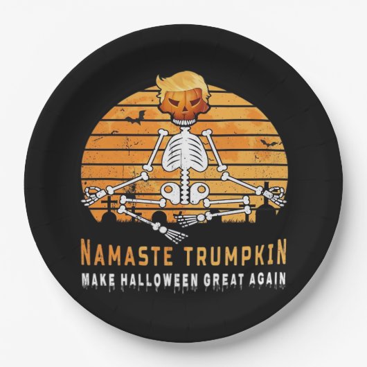 Namaste Trumpkin macht Halloween Great wieder Medi Pappteller (Vorderseite)