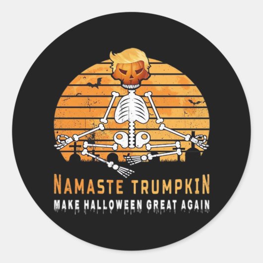 Namaste Trumpkin macht Halloween Great wieder Medi Runder Aufkleber (Vorderseite)