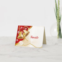 Namaste Vielen Dank Red Christmas Holiday Gold Bel