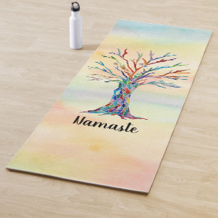 Namaste Watercolor Regenbogenbaum Yogamatte