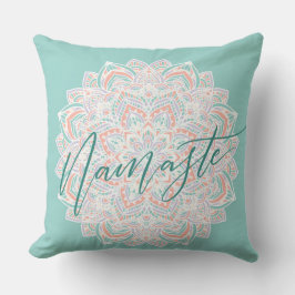 Namaste weiß und blau dekoriert Kissen