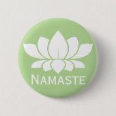 Namaste weißes Lotus Yoga Button (Vorderseite)